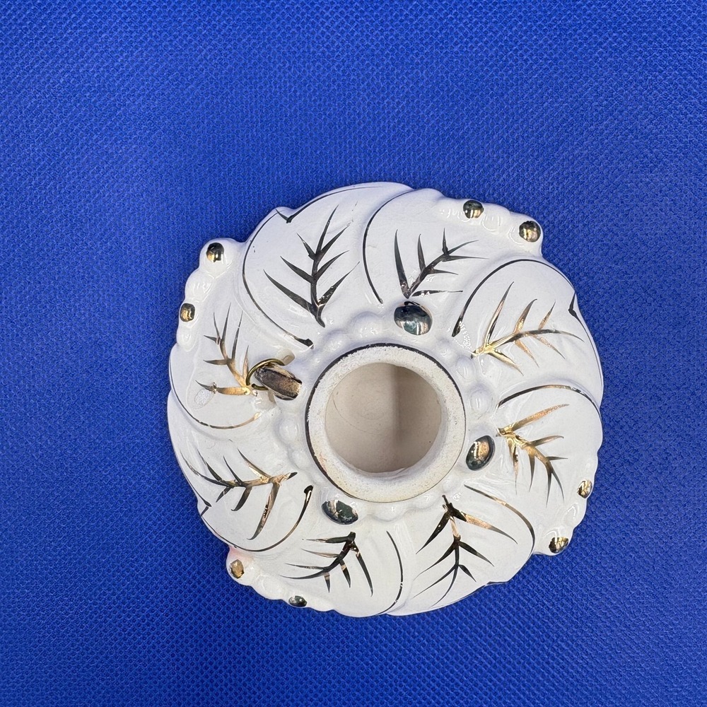 Vintage White and Gold Christmas Candle Holders, made in Japan, Set of 2 - Picture 3 of 5